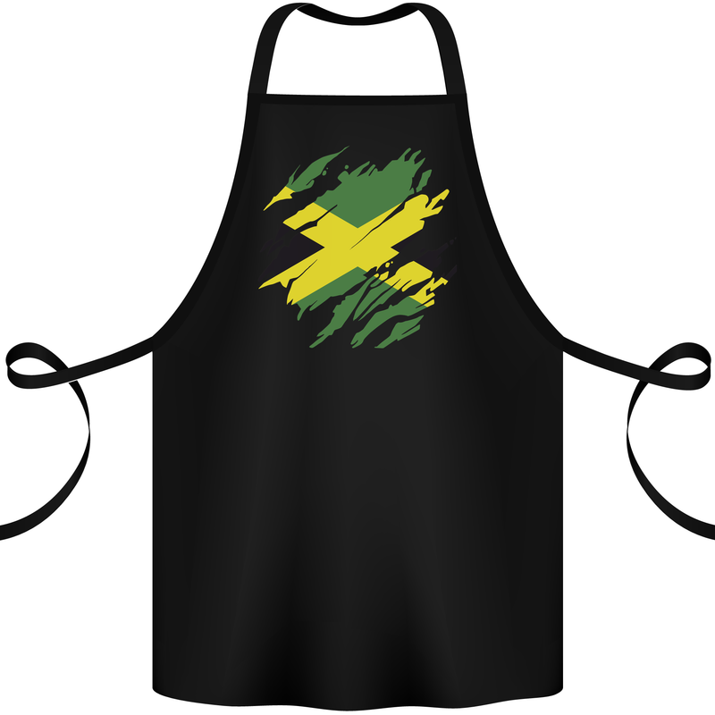 Torn Jamaican Flag Jamaica Day Football Cotton Apron 100% Organic Black
