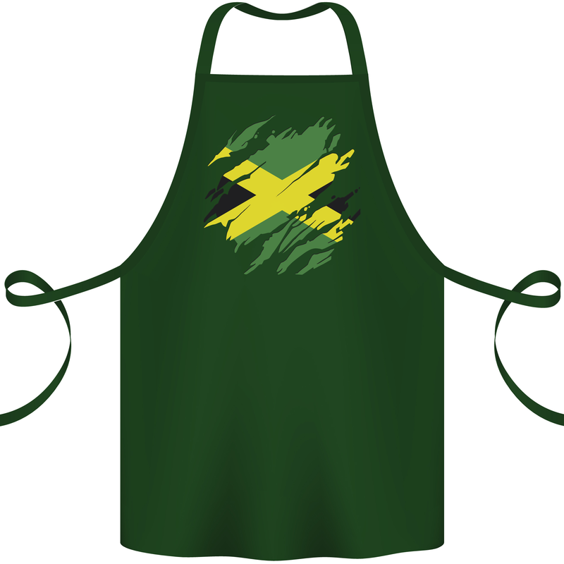 Torn Jamaican Flag Jamaica Day Football Cotton Apron 100% Organic Forest Green