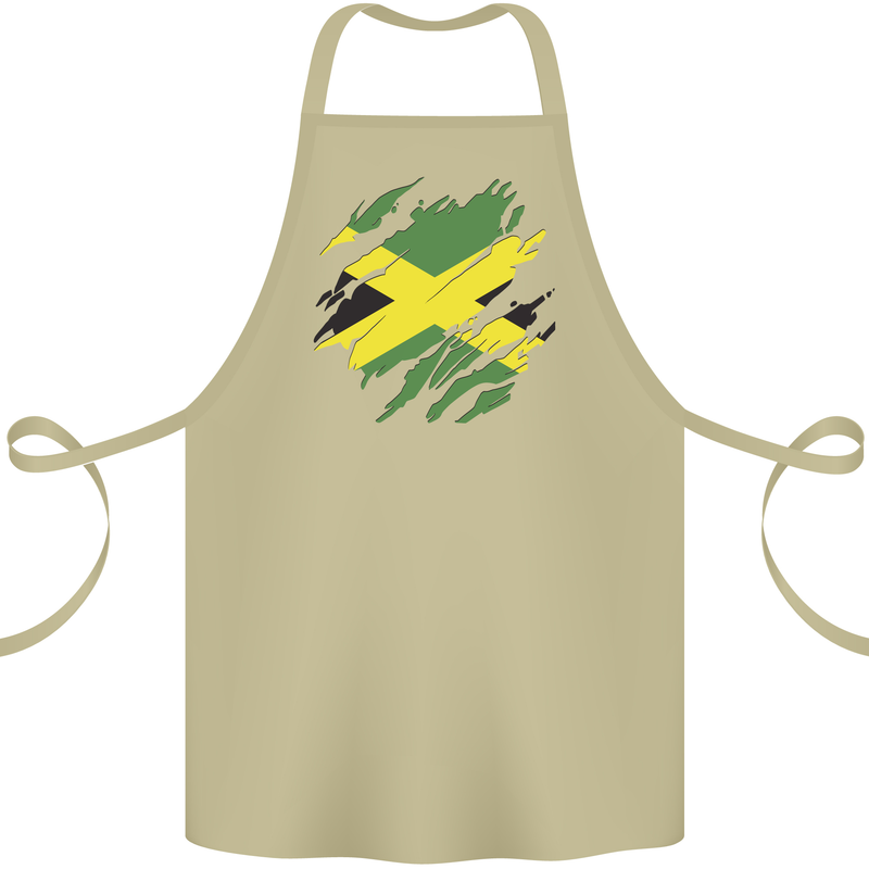 Torn Jamaican Flag Jamaica Day Football Cotton Apron 100% Organic Khaki