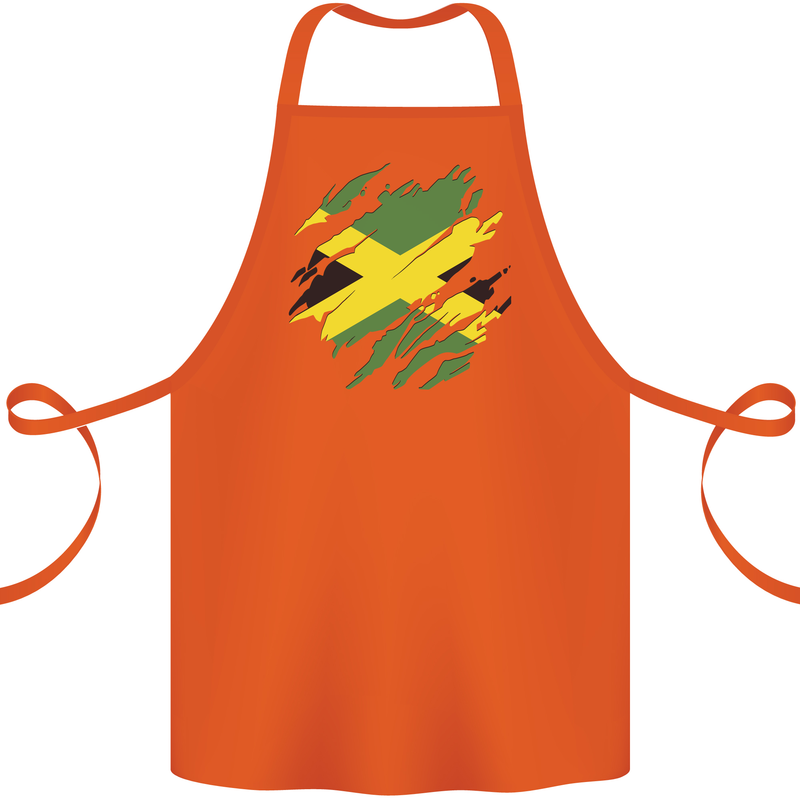 Torn Jamaican Flag Jamaica Day Football Cotton Apron 100% Organic Orange