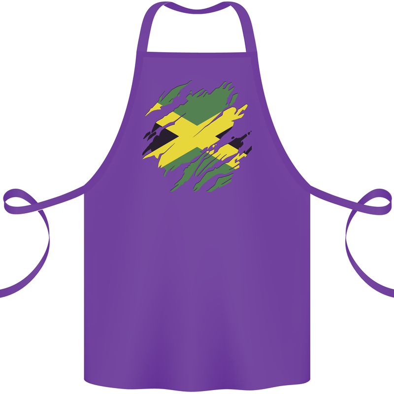 Torn Jamaican Flag Jamaica Day Football Cotton Apron 100% Organic Purple
