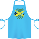 Torn Jamaican Flag Jamaica Day Football Cotton Apron 100% Organic Turquoise