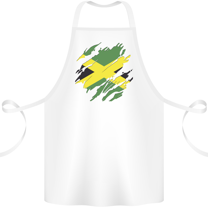 Torn Jamaican Flag Jamaica Day Football Cotton Apron 100% Organic White