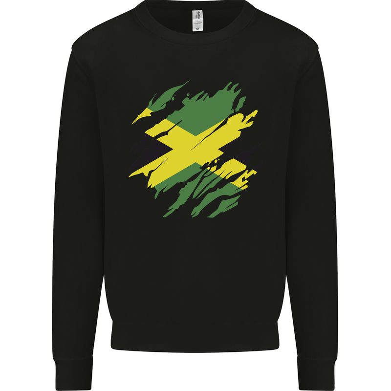 Torn Jamaican Flag Jamaica Day Football Kids Sweatshirt Jumper Black