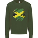 Torn Jamaican Flag Jamaica Day Football Kids Sweatshirt Jumper Forest Green