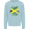 Torn Jamaican Flag Jamaica Day Football Kids Sweatshirt Jumper Light Blue
