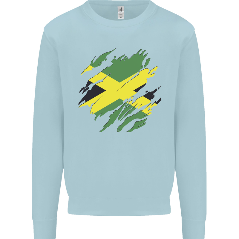 Torn Jamaican Flag Jamaica Day Football Kids Sweatshirt Jumper Light Blue
