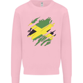 Torn Jamaican Flag Jamaica Day Football Kids Sweatshirt Jumper Light Pink