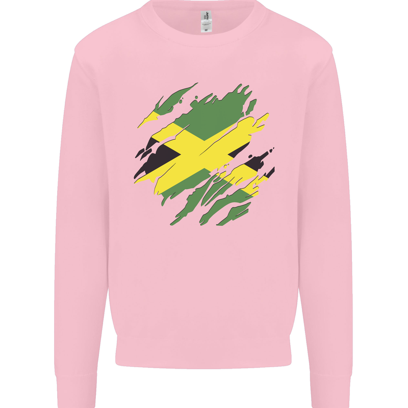 Torn Jamaican Flag Jamaica Day Football Kids Sweatshirt Jumper Light Pink