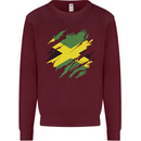 Torn Jamaican Flag Jamaica Day Football Kids Sweatshirt Jumper Maroon
