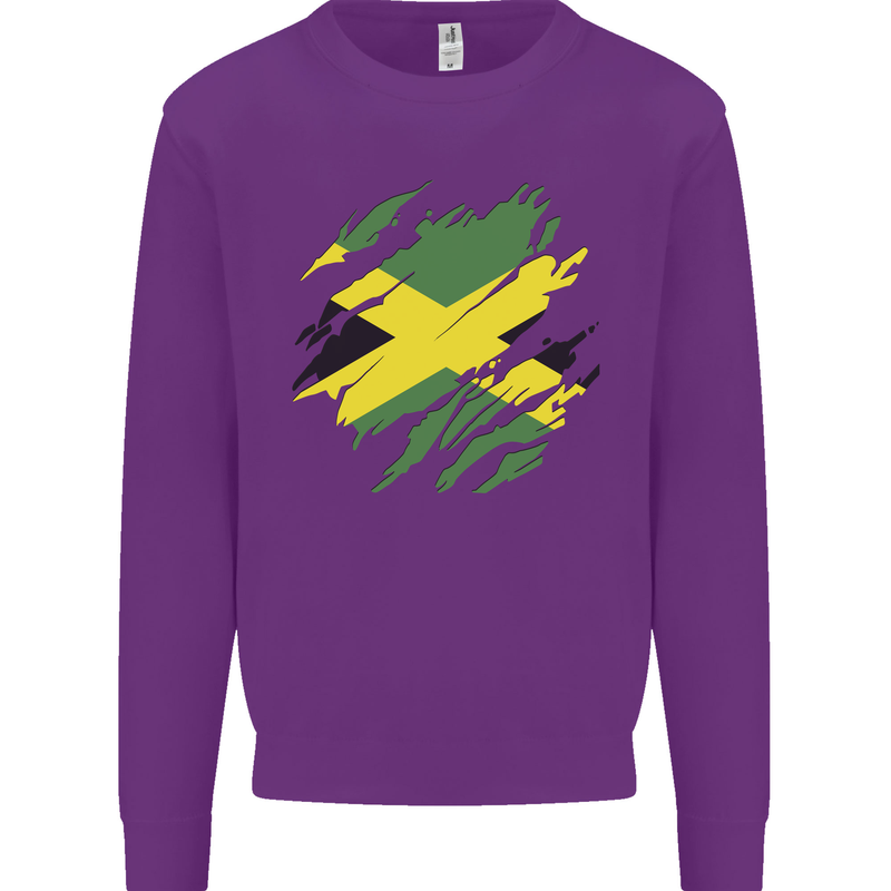 Torn Jamaican Flag Jamaica Day Football Kids Sweatshirt Jumper Purple