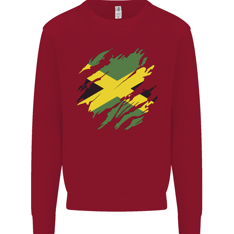 Torn Jamaican Flag Jamaica Day Football Kids Sweatshirt Jumper Red