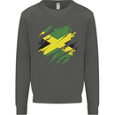 Torn Jamaican Flag Jamaica Day Football Kids Sweatshirt Jumper Storm Grey