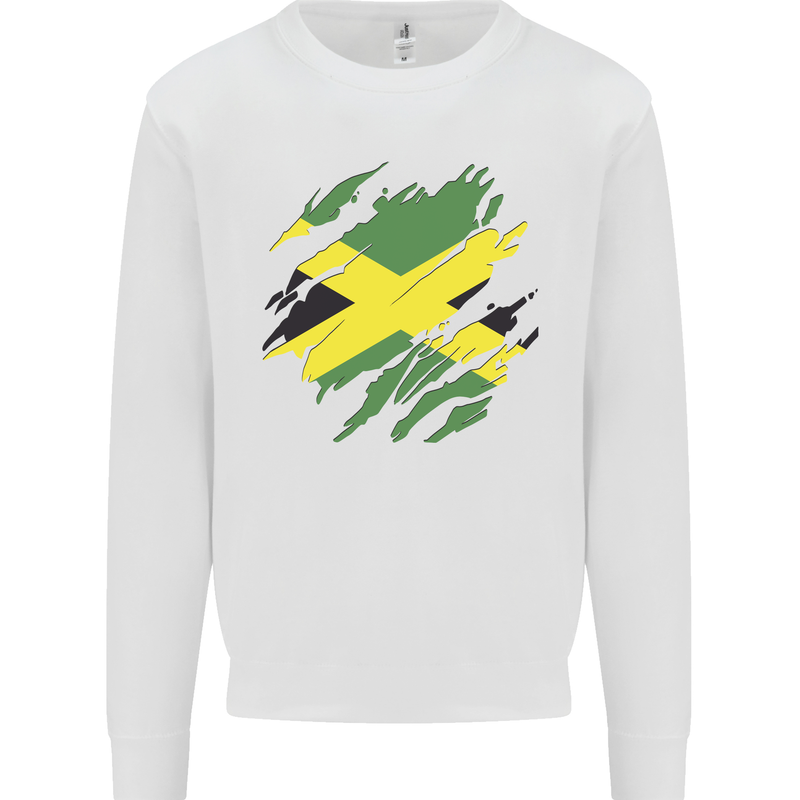 Torn Jamaican Flag Jamaica Day Football Kids Sweatshirt Jumper White