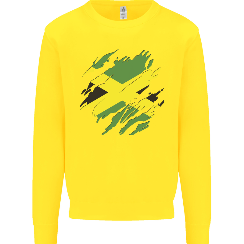 Torn Jamaican Flag Jamaica Day Football Kids Sweatshirt Jumper Yellow