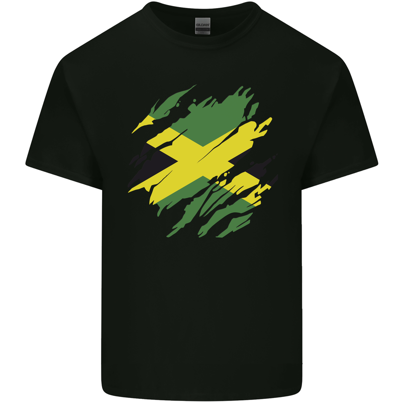Torn Jamaican Flag Jamaica Day Football Kids T-Shirt Childrens Black