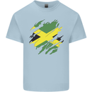 Torn Jamaican Flag Jamaica Day Football Kids T-Shirt Childrens Light Blue