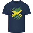 Torn Jamaican Flag Jamaica Day Football Kids T-Shirt Childrens Navy Blue