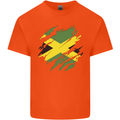 Torn Jamaican Flag Jamaica Day Football Kids T-Shirt Childrens Orange