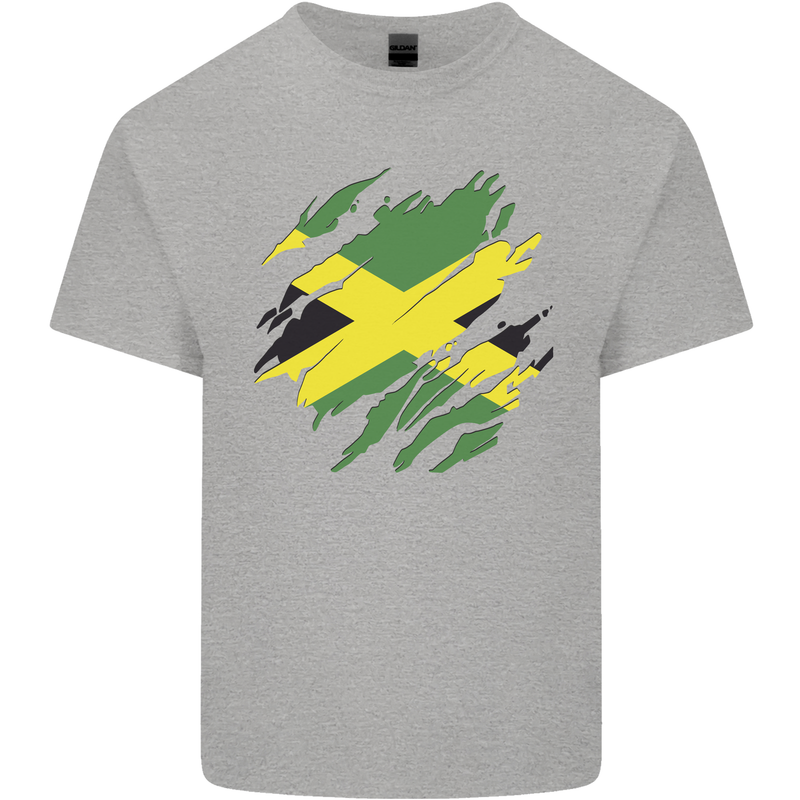 Torn Jamaican Flag Jamaica Day Football Kids T-Shirt Childrens Sports Grey