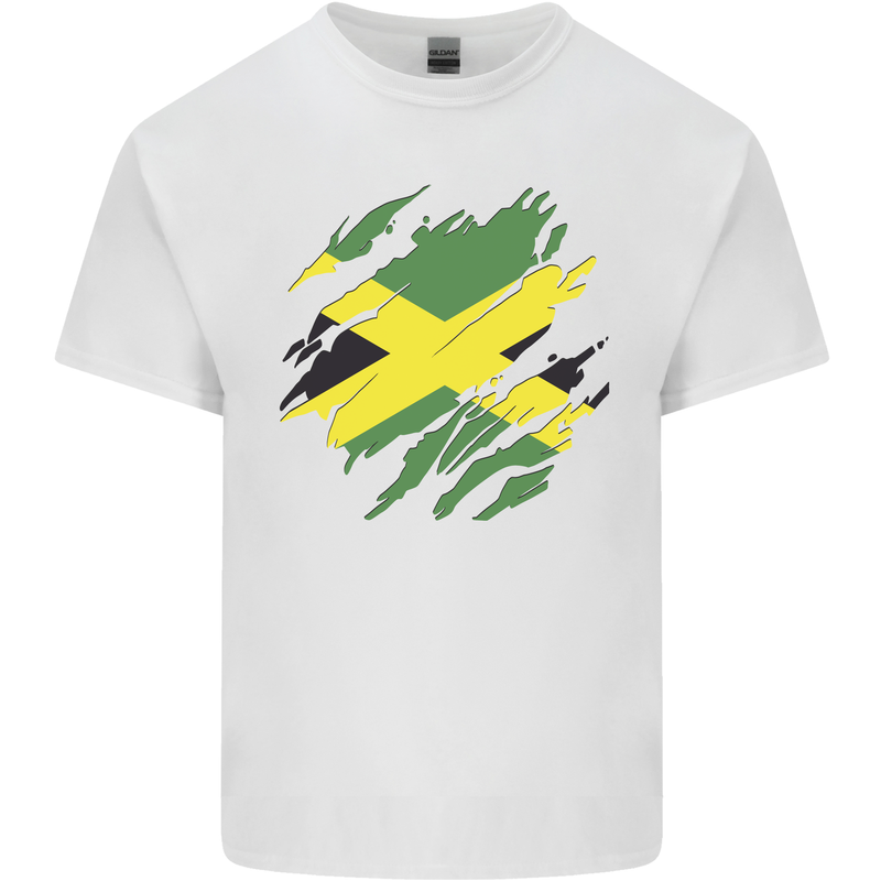 Torn Jamaican Flag Jamaica Day Football Kids T-Shirt Childrens White