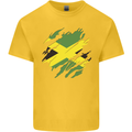 Torn Jamaican Flag Jamaica Day Football Kids T-Shirt Childrens Yellow
