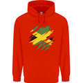 Torn Jamaican Flag Jamaica Day Football Mens 80% Cotton Hoodie Bright Red