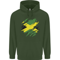 Torn Jamaican Flag Jamaica Day Football Mens 80% Cotton Hoodie Forest Green