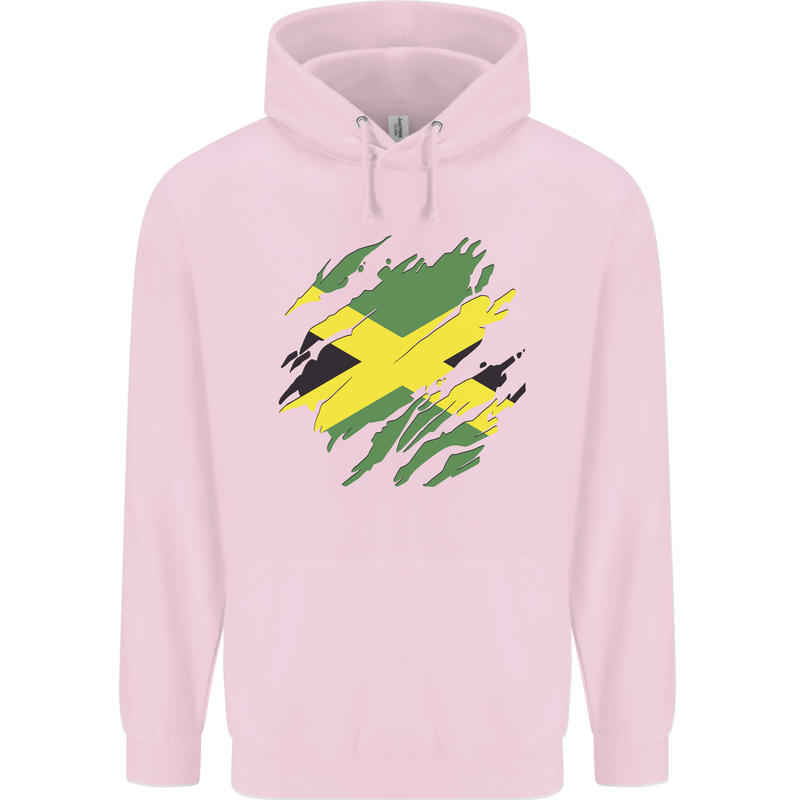 Torn Jamaican Flag Jamaica Day Football Mens 80% Cotton Hoodie Light Pink