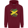 Torn Jamaican Flag Jamaica Day Football Mens 80% Cotton Hoodie Maroon