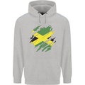 Torn Jamaican Flag Jamaica Day Football Mens 80% Cotton Hoodie Sports Grey