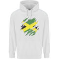 Torn Jamaican Flag Jamaica Day Football Mens 80% Cotton Hoodie White