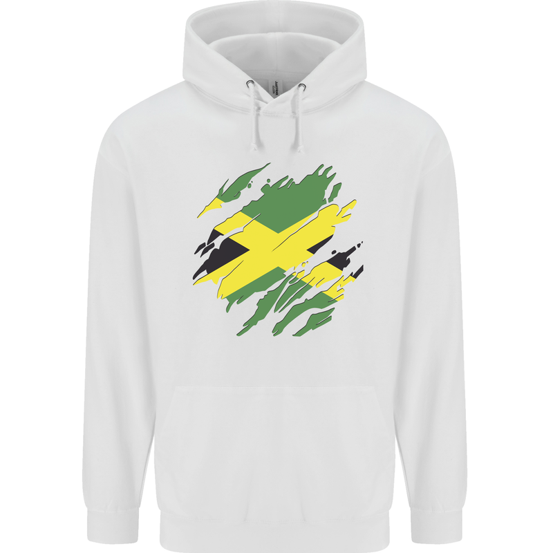 Torn Jamaican Flag Jamaica Day Football Mens 80% Cotton Hoodie White