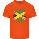 Torn Jamaican Flag Jamaica Day Football Mens Cotton T-Shirt Tee Top Orange