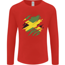 Torn Jamaican Flag Jamaica Day Football Mens Long Sleeve T-Shirt Red