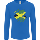 Torn Jamaican Flag Jamaica Day Football Mens Long Sleeve T-Shirt Royal Blue