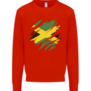 Torn Jamaican Flag Jamaica Day Football Mens Sweatshirt Jumper Bright Red