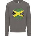 Torn Jamaican Flag Jamaica Day Football Mens Sweatshirt Jumper Charcoal