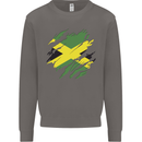 Torn Jamaican Flag Jamaica Day Football Mens Sweatshirt Jumper Charcoal