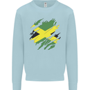 Torn Jamaican Flag Jamaica Day Football Mens Sweatshirt Jumper Light Blue
