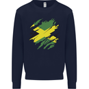 Torn Jamaican Flag Jamaica Day Football Mens Sweatshirt Jumper Navy Blue