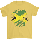 Torn Jamaican Flag Jamaica Day Football Mens T-Shirt 100% Cotton Yellow