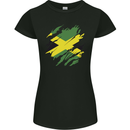 Torn Jamaican Flag Jamaica Day Football Womens Petite Cut T-Shirt Black