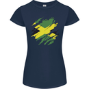 Torn Jamaican Flag Jamaica Day Football Womens Petite Cut T-Shirt Navy Blue