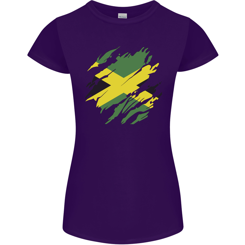 Torn Jamaican Flag Jamaica Day Football Womens Petite Cut T-Shirt Purple