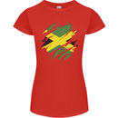Torn Jamaican Flag Jamaica Day Football Womens Petite Cut T-Shirt Red
