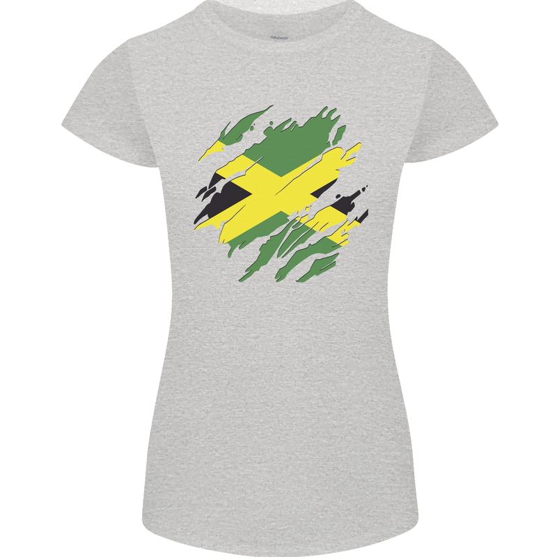 Torn Jamaican Flag Jamaica Day Football Womens Petite Cut T-Shirt Sports Grey