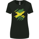Torn Jamaican Flag Jamaica Day Football Womens Wider Cut T-Shirt Black