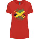Torn Jamaican Flag Jamaica Day Football Womens Wider Cut T-Shirt Red