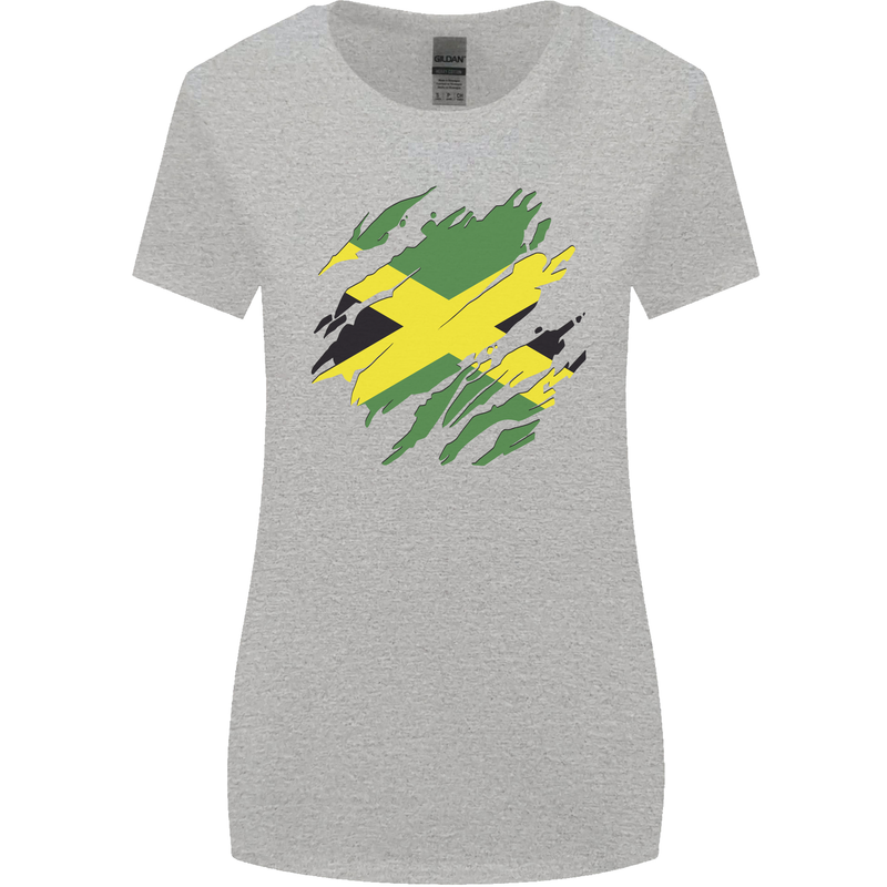 Torn Jamaican Flag Jamaica Day Football Womens Wider Cut T-Shirt Sports Grey